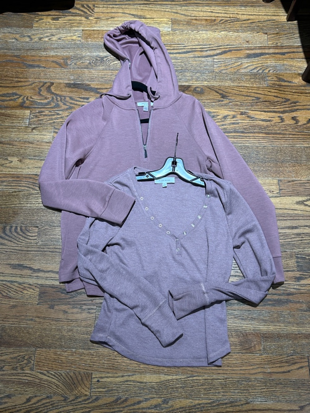 New Women's Mauve Super Soft Hooded Pullover & Knit Top Duo